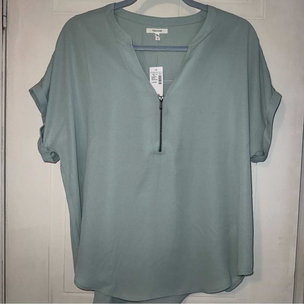 Maurices Soft Blue Zipper Blouse